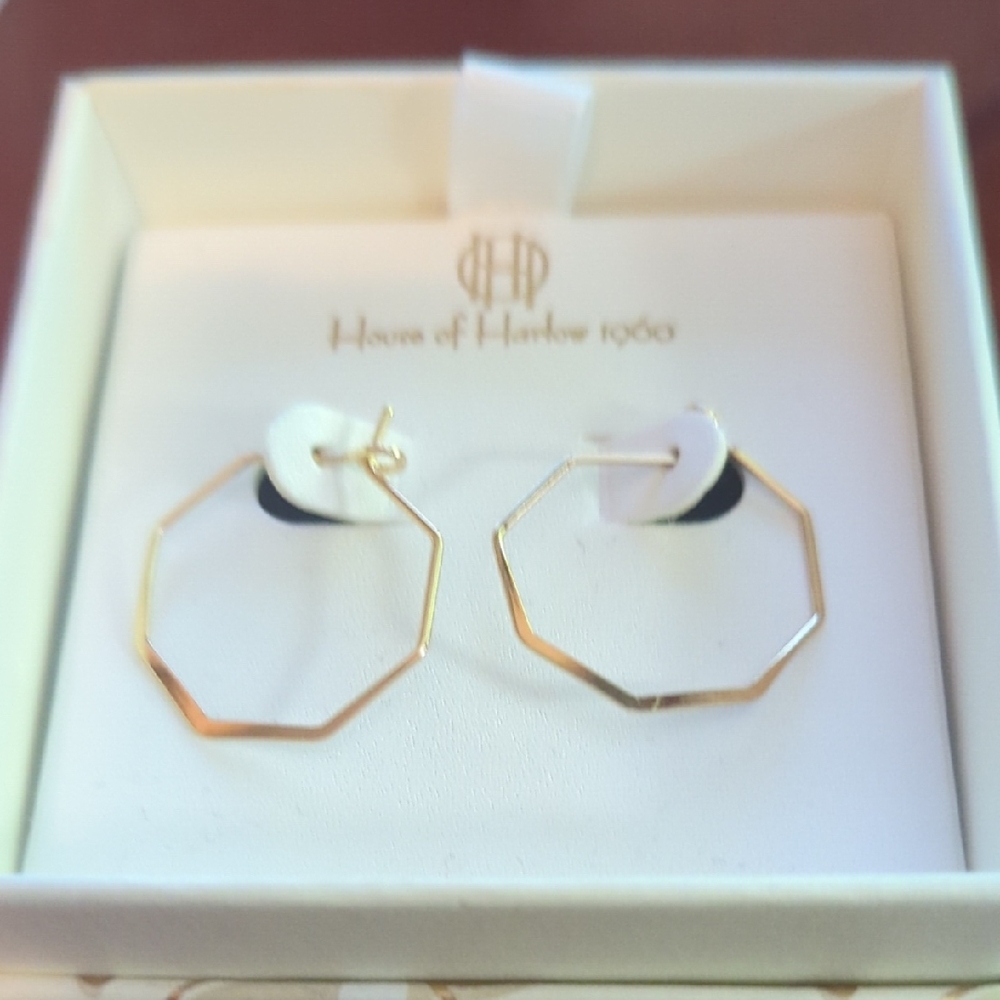 House of Harlow 1960 Gold Hexagon Earrings